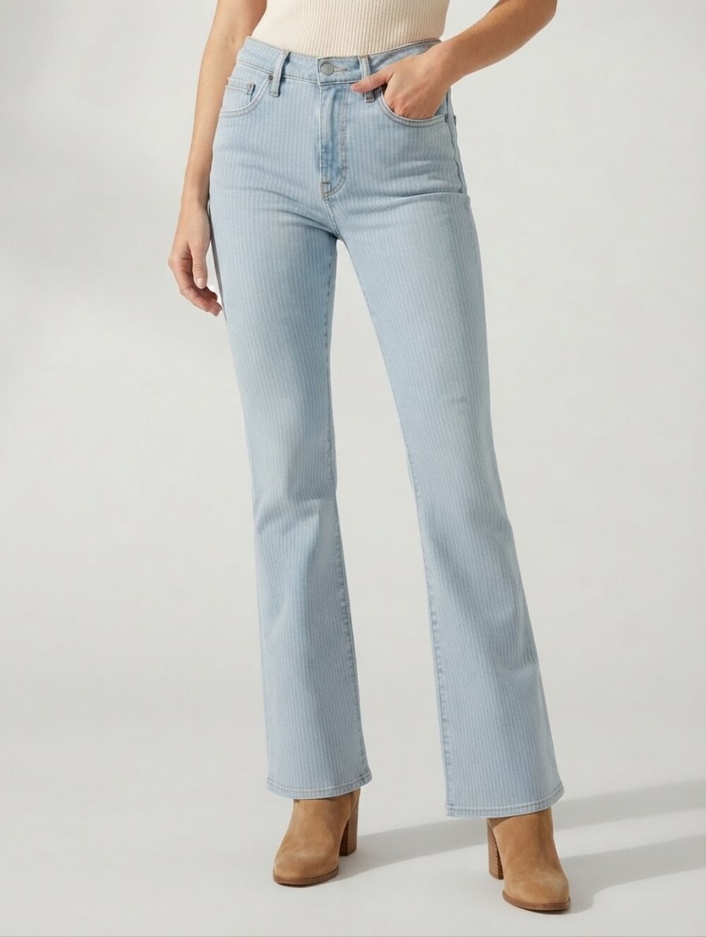 Levi’s 726 Flare Striped Jeans Light Wash Size 30 NWT